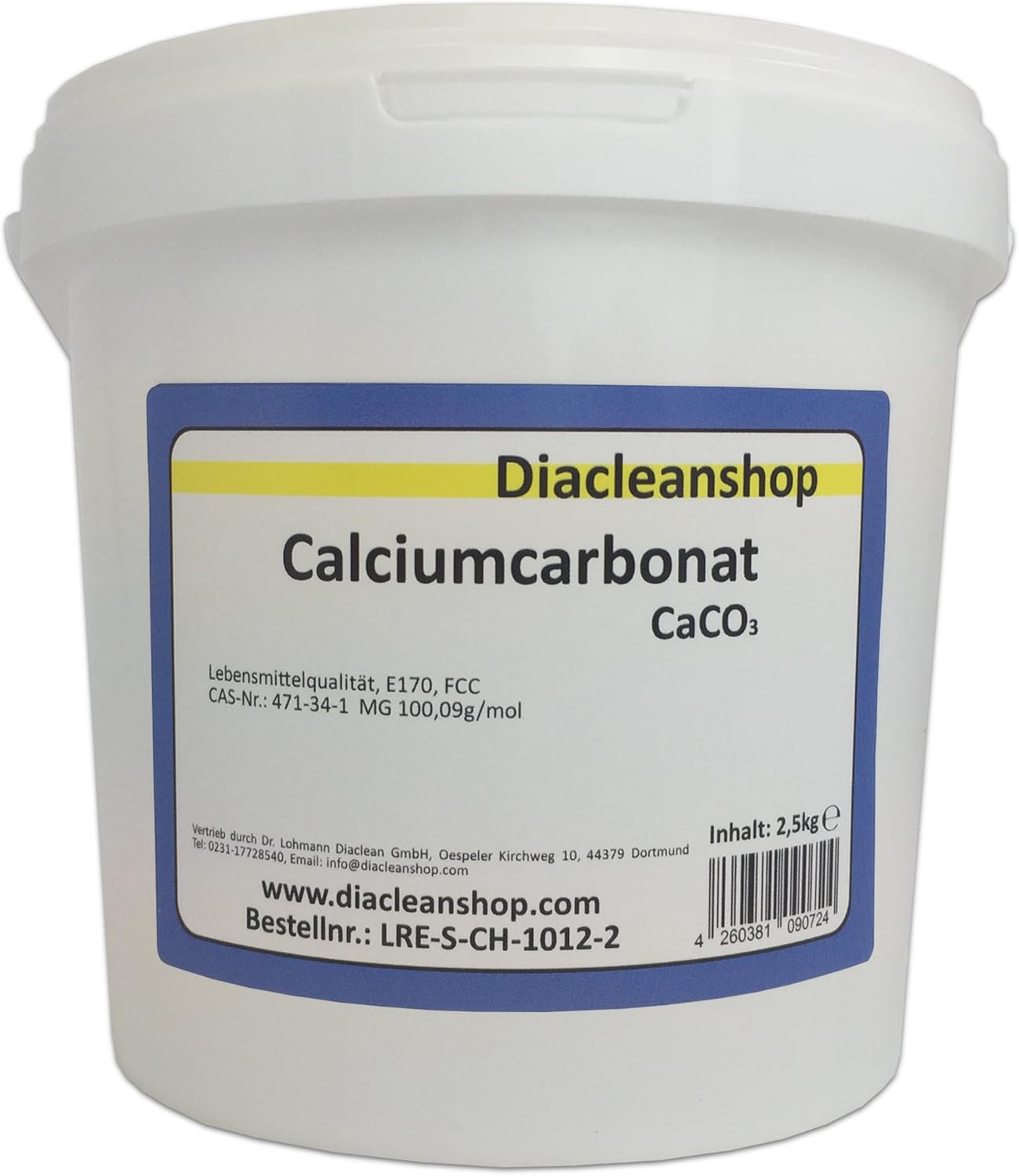 Calciumcarbonat 2,5kg in Lebensmittelqualität - E170-100% natürlicher Ursprung - CaCO3-2500g ...