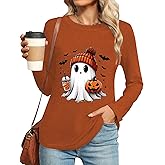 Fall T-Shirt for Women Family Thanksgiving Pumpkin Tops Cute Autumn Thankful Halloween Long Sleeve Graphic Tees