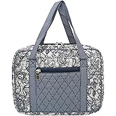 DIWI Quilted Bible Cover Large Sizes 10 X 7 X 2.75 Inches Bible Tote Good Book Case (L, C2 Navy Canopy)