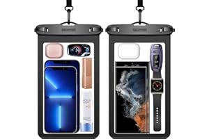 newppon Large Waterproof Phone Pouch : 2 Pack Underwater Clear Cellphone Holder - Universal Water-Resistant Dry Bag Case with Neck Lanyard for iPhone Samsung Galaxy for Beach Swimming Pool