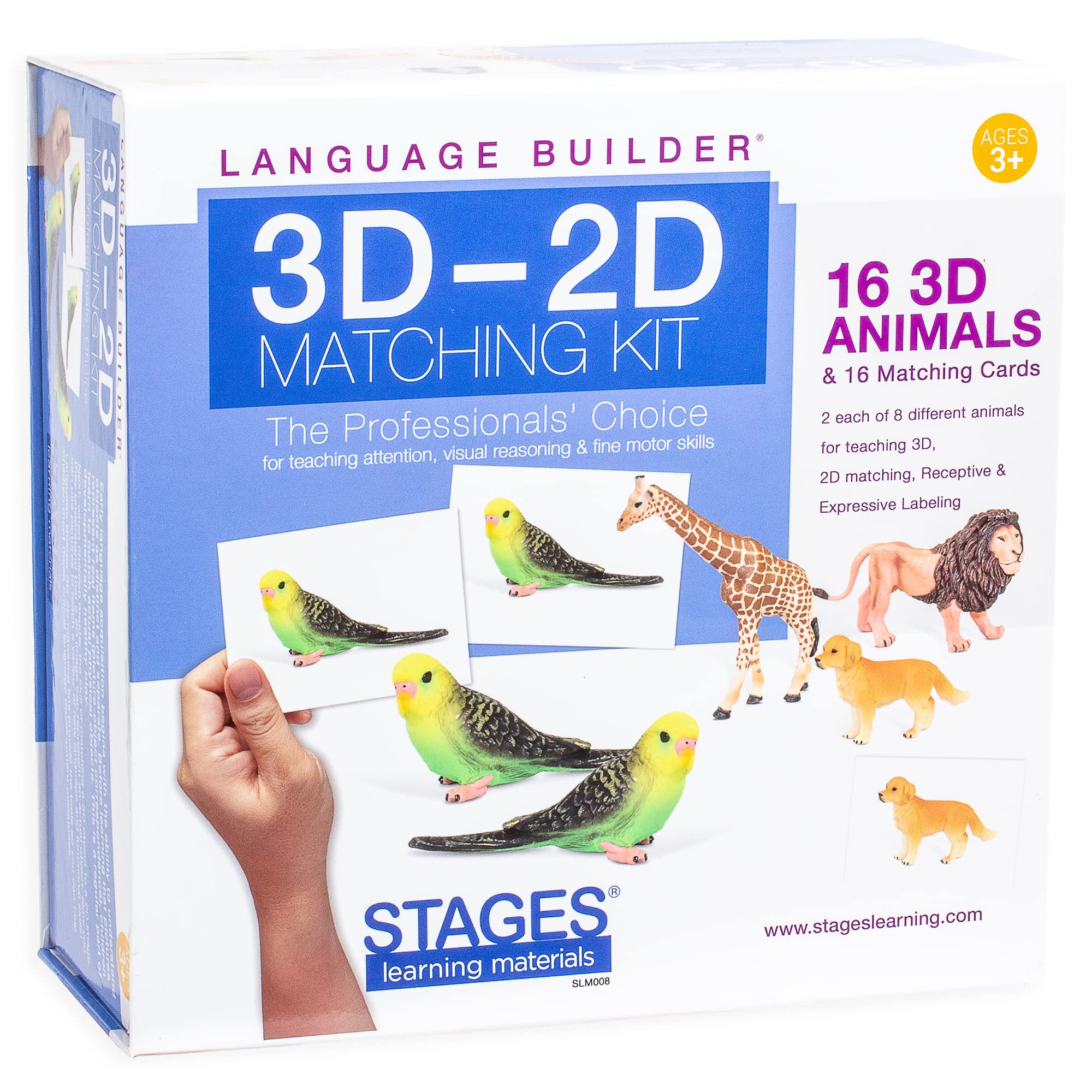 Lang-O-Learn Stages Learning Language Builder 3D-2D Animals Matching Kit for Autism Education and ABA Therapy