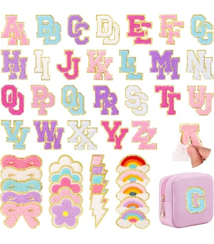 QUARKZMAN Letras G De Chenilla Grandes Para Planchar - 3 Parches Bordados Morados Con Borde Dorado - 80mm - Ideal Para Personalizar Ropa, Zapatos, Mochilas Y Más