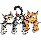 Vinyl Cat Car Stickers 5.5-Inch 2-Pack – Funny Cartoon Kittens Decals, Glossy Waterproof Self-Adhesive Bumper Stickers for Cars, SUVs, Motorcycles, Laptops, Suitcases, Walls