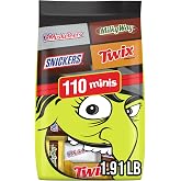 SNICKERS, TWIX, MILKY WAY &amp; 3 MUSKETEERS Chocolate Halloween Candy Bar Assortment, Assorted Chocolate Candy Variety Pack,110 Ct Bulk Bag