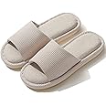 VIDSID Slippers for Women Men Linen Slippers Open Toe House Shoes Summer Sandals for Indoor Outdoor