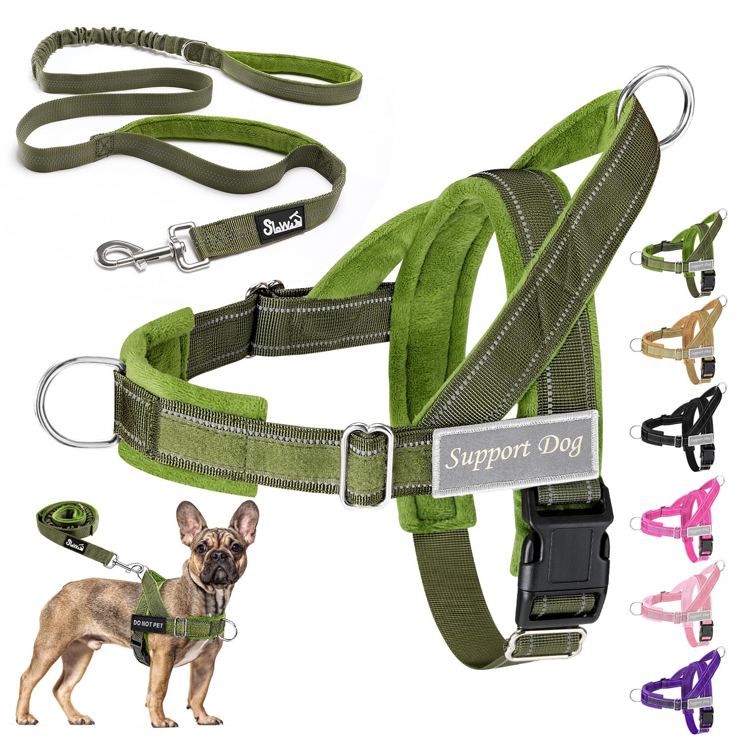 Eyein No Pull Harness for Dogs - Heavy Duty Soft Padded Pet Vest and Lead Set for Medium Large Dog, Adjustable Reflective Anti-pull with Front Clip for Walking Training,M