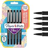 Paper Mate Flair Felt Tip Pens Medium Point 0.7 mm Black 5 Count