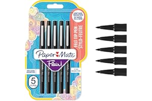 Paper Mate Flair Felt Tip Pens | Medium Point (0.7 mm) Writing Pens | Black Pens | For Writing, Drawing & Sketching | 5 Count