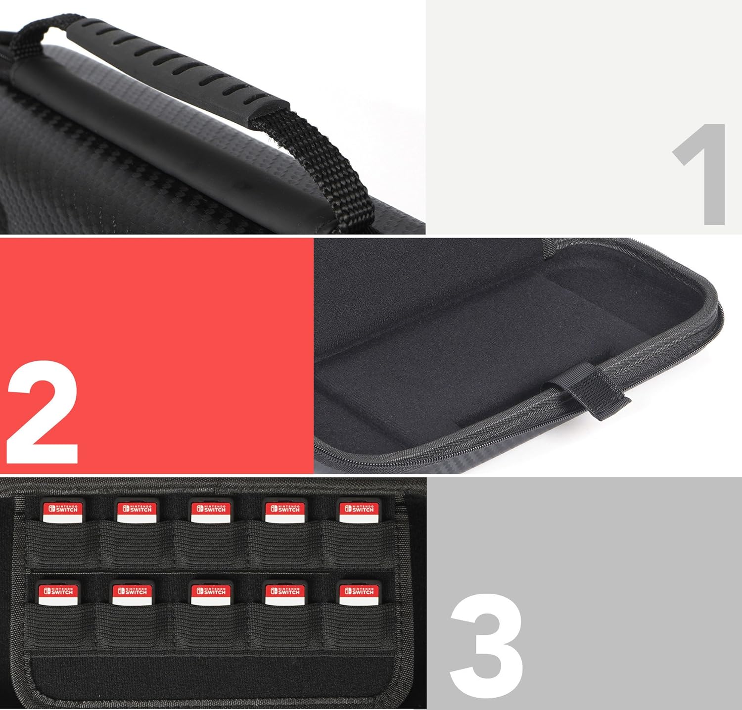 Basics Carrying Case for Nintendo Switch and Accessories - 10 x 2 x 5 Inches, Black: Video Games