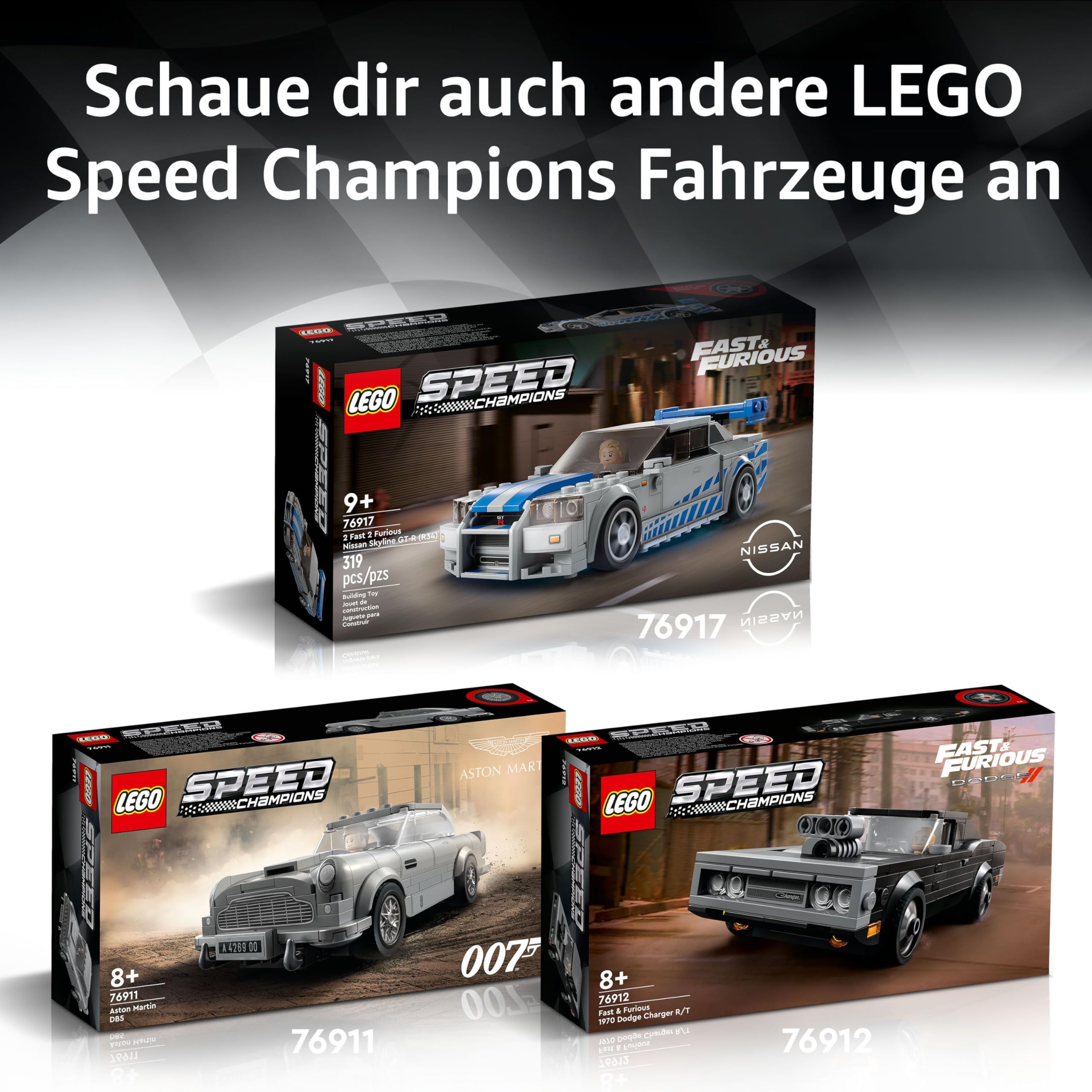 LEGO Speed Champions 2 Fast 2 Furious Nissan Skyline GT-R (R34) Rennwagen Spielzeug zum Bauen, 2023 Modell Auto-Bausatz mit Brian O'Conner Figur 76917 6