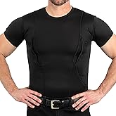 CCW Tactical Concealed Carry Holster Shirt | Secure Hook & Loop Pocket with Large Storage | Mens Crew