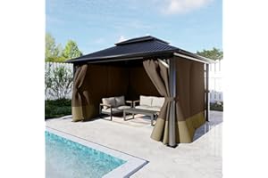 BPS 12' x 14' Gazebo Privacy Curtains with Double Zipper, 4-Panels Side Wall Universal Gazebo Side Panels Replacement for Pat