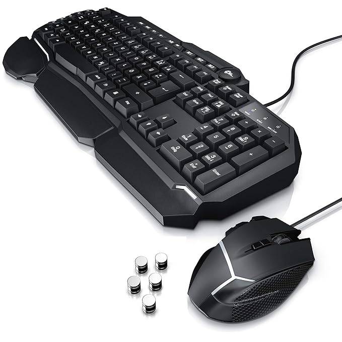 CSL - Tastatur Maus Set | HPM 130 Gaming Maus und CSL MA 104 Gaming Tastatur | Gaming Maus mit 9 Tasten / 5-teiliges Gewichts