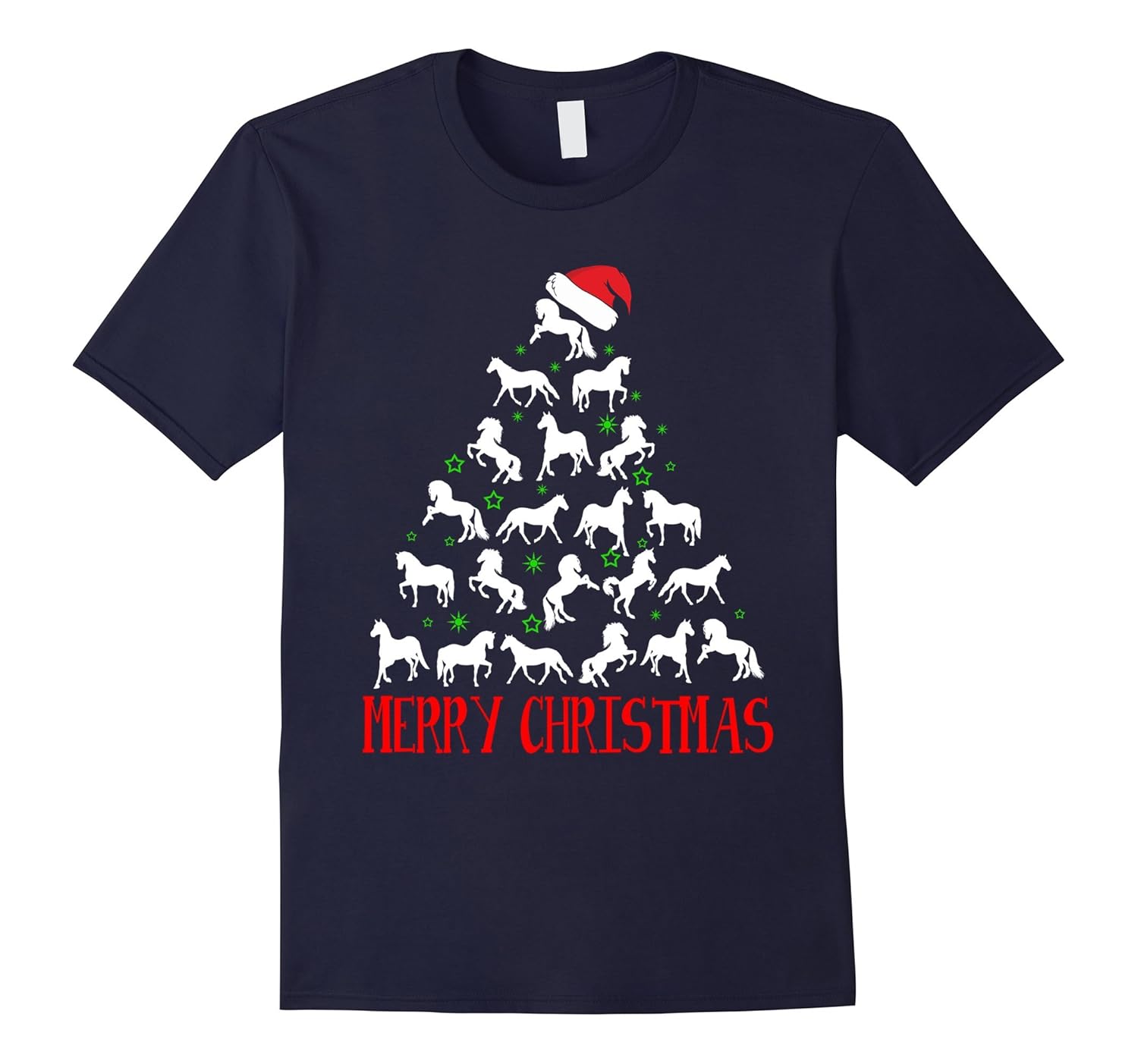 Merry Christmas Tree Horses T-shirt-ANZ