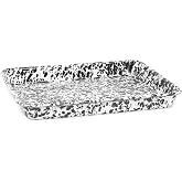 Enamelware Small Rectangular Tray, 11.25 x 9 inches, Black/White Splatter (Single)
