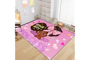 Jiospet African American Rugs for Girls Room Black Girls Room Decor Rugs Princess Room Decor Rugs for Girls Bedroom Kids Rugs for Bedroom Girls Teen Living Room Soft Floor Mats, Pink, 2'6''×4'