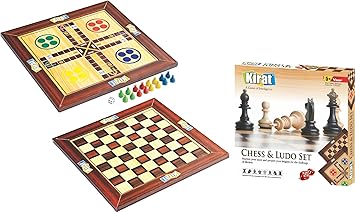Kirat Wooden Chess and Ludo Box (Multicolour)