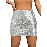 WDIRARA Women's Sequin Low Waist Cocktail Party Club Stretch Bodycon Mini Skirt