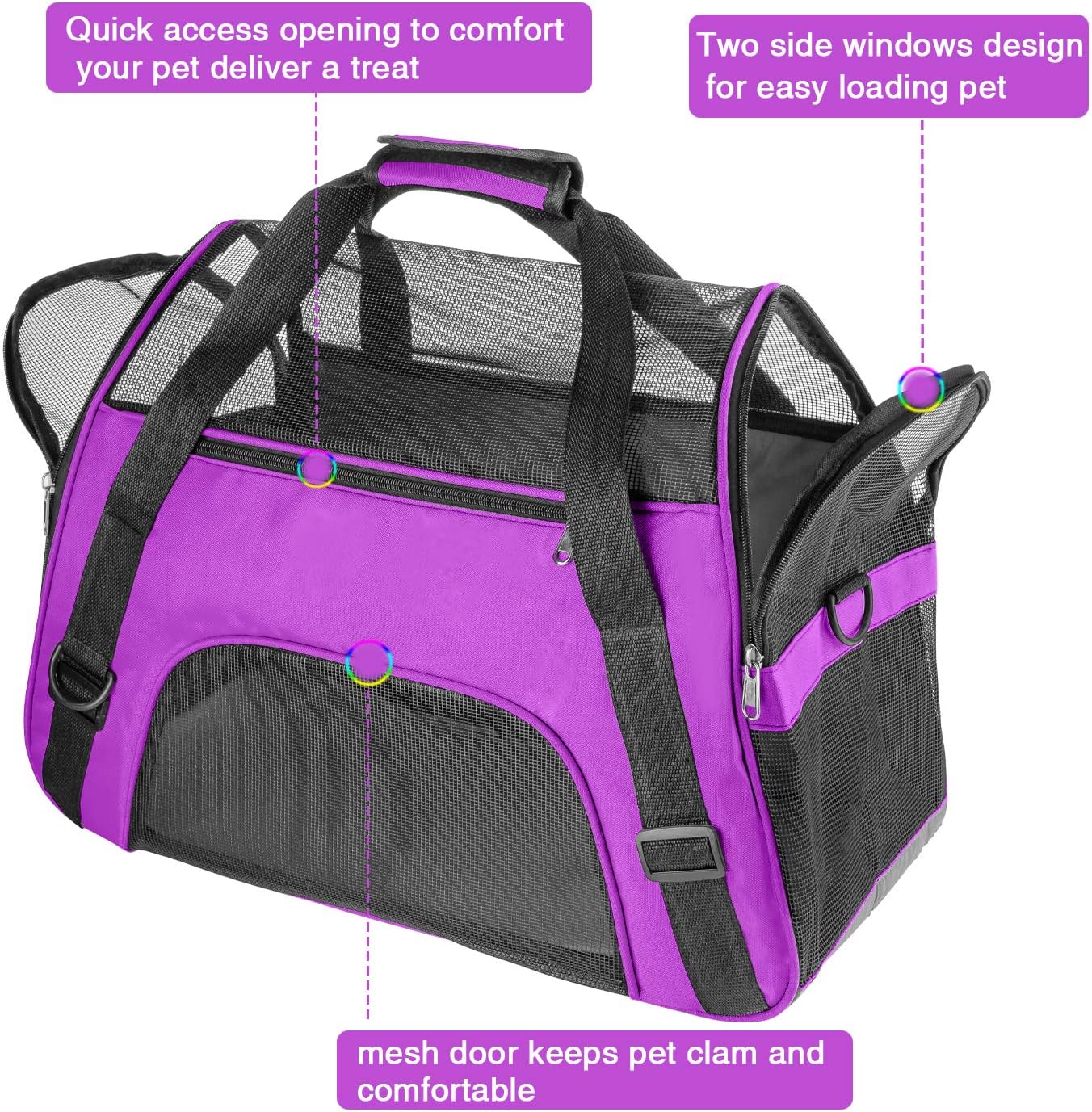 Soft Pet Carrier Airline Approved Soft Sided Pet Travel Carrying Handbag Under Seat Compatibility, Perfect for Cats and Small Dogs Breathable 4-Windows Design : Kitchen & Dining