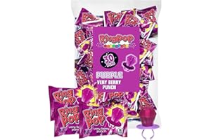 Ring Pop Purple Christmas Candy Lollipops, 30 Ct Bulk Individually Wrapped in Very Berry Punch Flavor, Full Size, Fun Candy For Birthday, Party Favors, Holiday Gifts For Kids, Stocking Stuffers