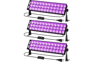 ISUERFY 100W Black Light Bar IP66 Waterproof, LED Blacklight with Plug+Switch+6ft Cord, Outdoor Black lights, Light Up 1400 sq.ft, for Neon Glow Party Body Paint Fluorescent Poster Classroom Halloween, 3Pack