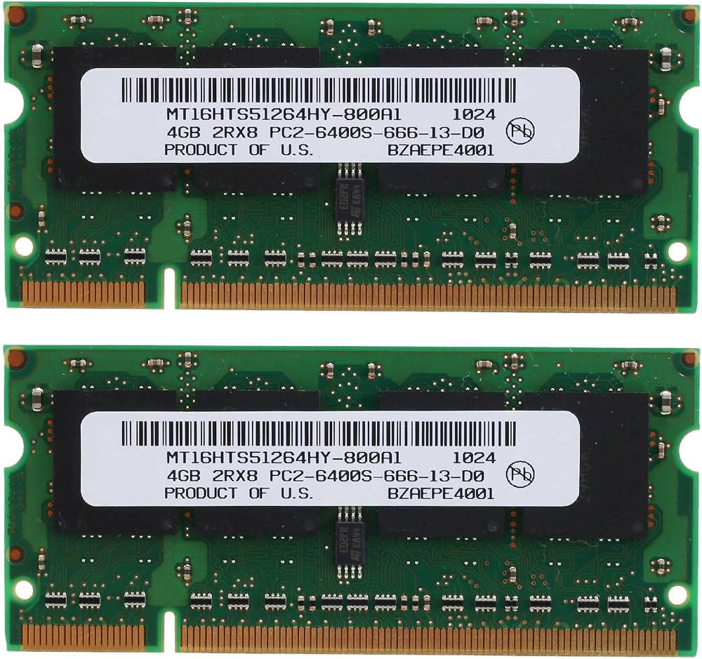 Uinfhyknd 8GB (2x4GB) DDR2 SODIMM Laptop RAM 800MHz PC2-6400 200Pin 2RX8