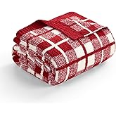 Snuggle Sac Red Checkered Throw Blanket for Couch, Super Soft Cozy Warm Christmas Red Blankets, Reversible Buffalo Plaid Microfiber Throws for Sofa Bed, Red Plaid, 50x60 Inches