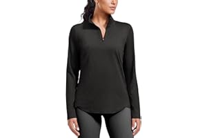 PINSPARK Workout Tops for Women Long Sleeve Athletic Shirt Quarter Zip Running Shirts Stretchy UPF 50+ Yoga Hiking Tee Top
