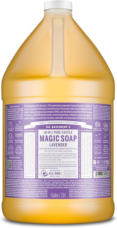 Dr. Bronner's Lavender Pure-Castile Liquid Soap 3.79L Certified Fair Trade Vegan