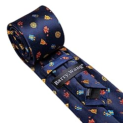 Barry.Wang Mens Christmas Tie Set Navy Red Yellow