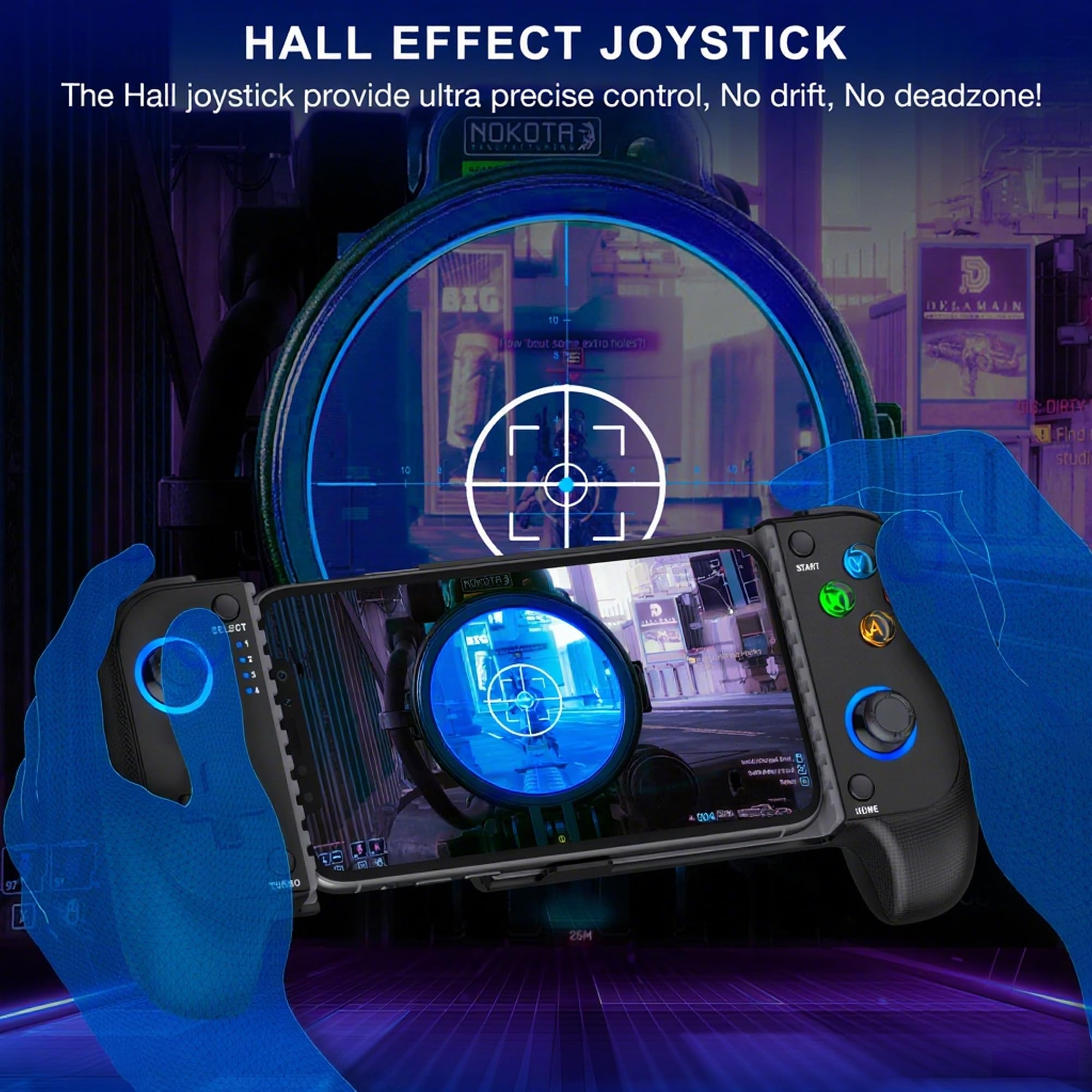 Wireless Phone Controller for iPhone/Android with Hall Joystick, Moblie Controller for iPhone Support Xbox Game Pass, Steam Link, Call of Duty, Roblox, Android & iPhone Game Controller