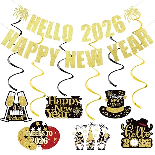 Gold Glitter Hello 2026 Happy New Year 2026 Banner Happy 2026 New Years ...