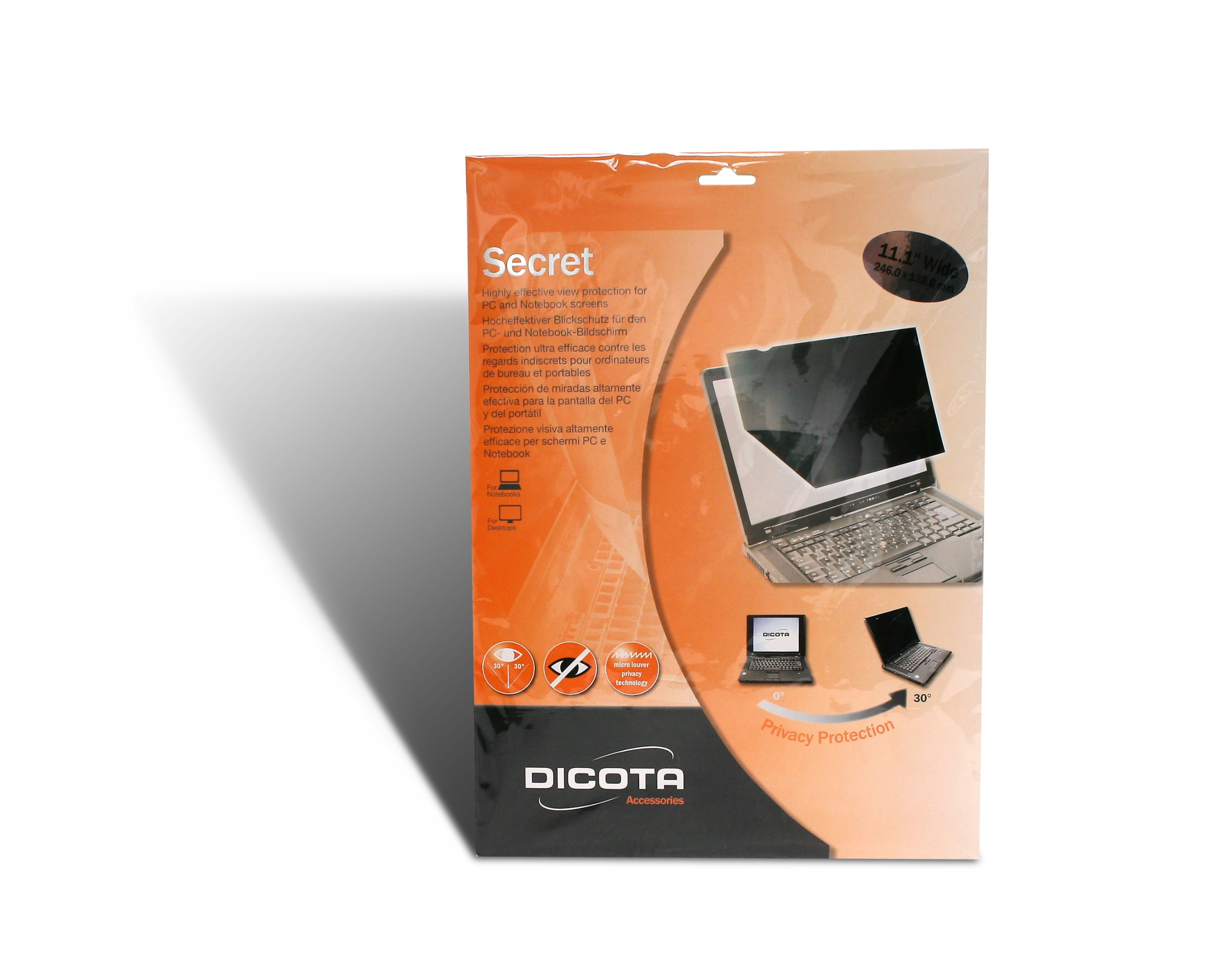 Dicota 'Secret' Privacy Filter Using the Latest Microlouver Technology 15.6-inch Widescreen Option with 16:9 Aspect Ratio