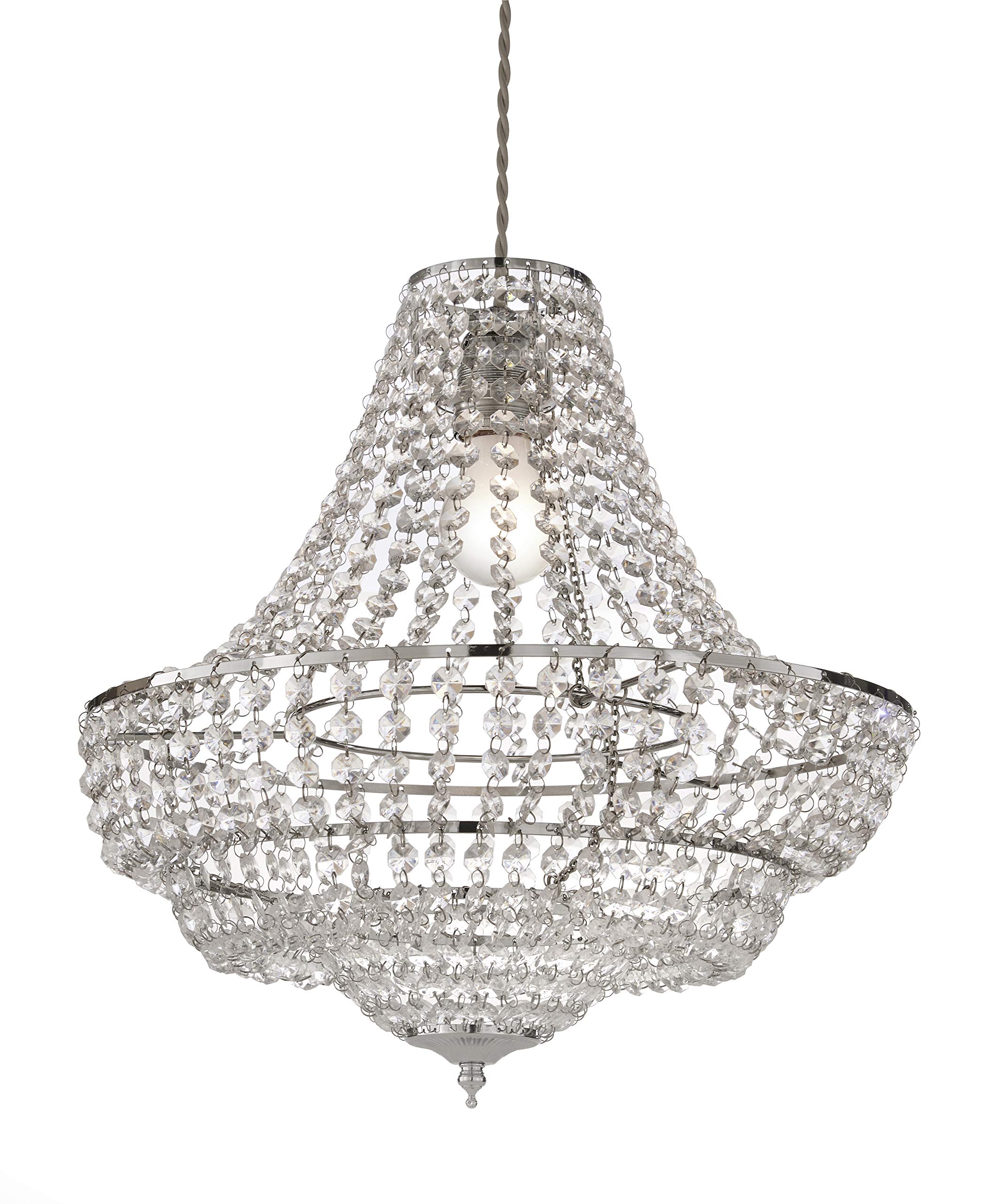 Village At Home Marilyn Pendant, Non Electric Easy fit Shade, Chrome/Clear