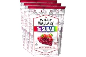 Wiley Wallaby 5.5 Ounce Very Berry Low Sugar Gluten Free Gourmet Australian Style Soft & Chewy Licorice Candy Twists (5.5 Ounce (Pack of 3))