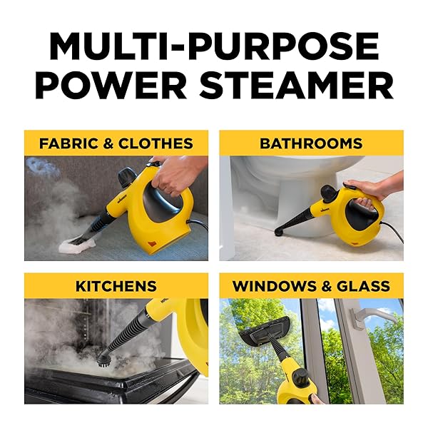 WAGNER 2460111 505E HANDHELD STEAM CLEANER, MULTI-PURPOSE STEAMER, 11 ATTACHMENTS, CHEMICAL-FREE CLEANING, PET AND KID SAFE