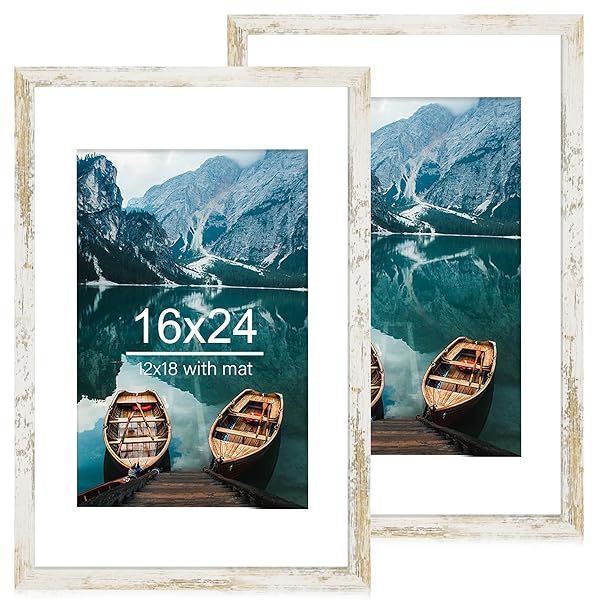 HONGKEE 16X24 FRAME SET OF 2, DISTRESSED WHITE...