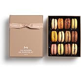 LA MAISON DU CHOCOLAT Macaron Gift Box 12 Pieces | Gourmet French Dark Chocolate Filling with Shells in Assorted Flavors