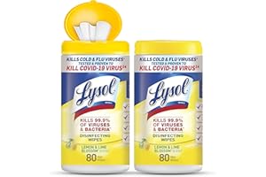 Lysol Disinfectant Wipes, Multi-Surface Antibacterial Cleaning Wipes, For Disinfecting and Cleaning, Lemon and Lime Blossom, 80 Count (Pack of 2)