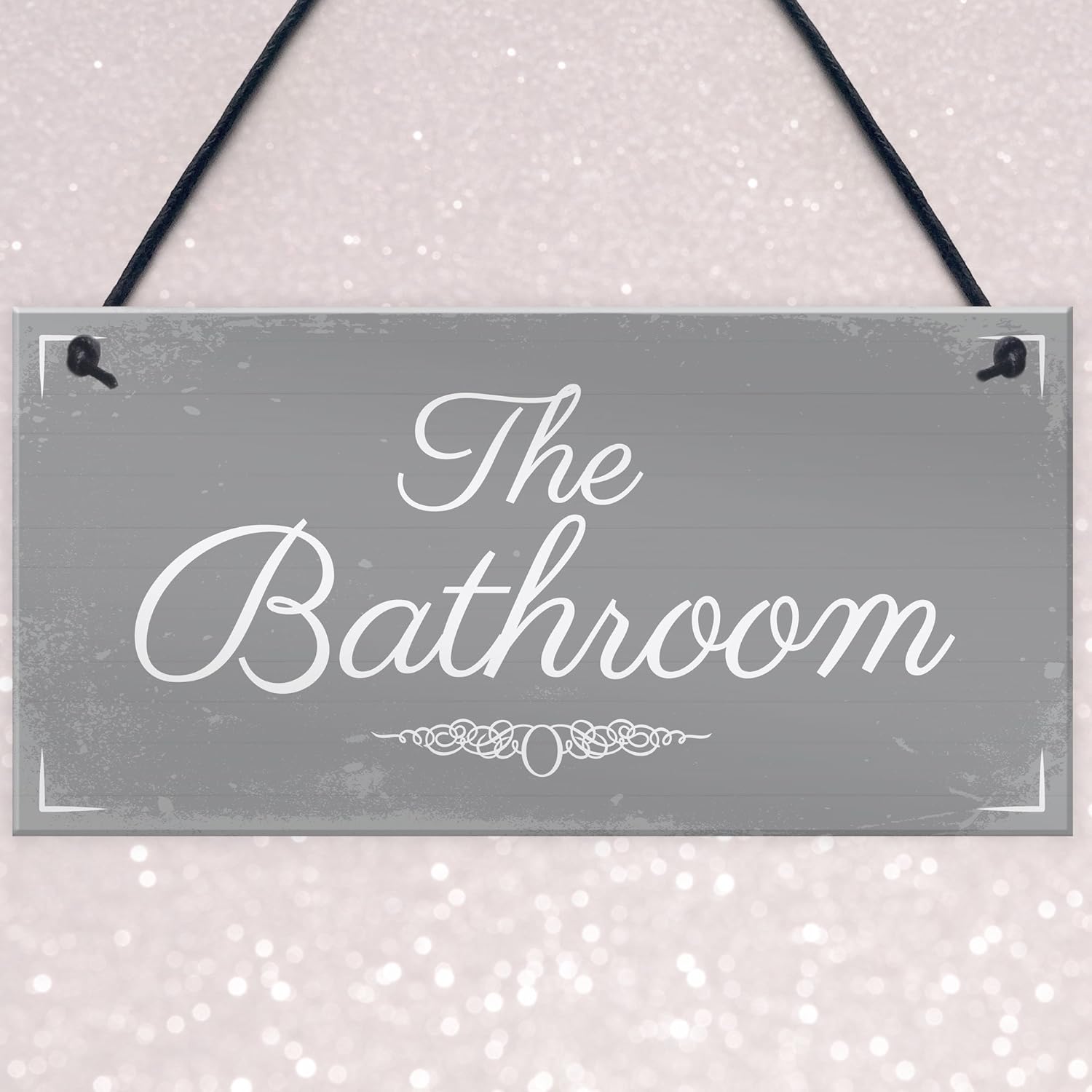 Red Ocean 'THE BATHROOM' Shabby Chic Hanging Door Sign Plaque Sign for Toilet or Bathroom The Loo Home Decor - Image 4