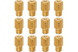 BULEVINA 12PCS Carburetor Main Jets Kit, #330 - #440, Hex Style Brass Power Pulse Jet Fuel Injector Fit for Mikuni VM20 VM22 VM38 TM24 TM38 TMX Carb Pit Dirt Bike Motorcycle Replacement Rebuild