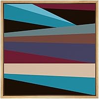 SIGNWIN Framed Canvas Wall Art Black, Blue, Red, Purple, Brown Color Blocks and Lines Geometric Shapes Illustrations Minimalism Modern Fun for Living Room, Bedroom, Office - 16x16 inches
