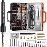 Preciva M5 Threaded Inserts Screw Kit, Heat Set Insert Tool for 3D Printing | Brass Inserts with 60W Digital Soldering Irons, Insert Tips &amp; Screw, Professional Set for 3D Printing, Plastic, DIY, 595Pcs