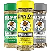 Dan-O&rsquo;s Seasoning Variety Pack &ndash; 3 Bottle Set (Extra-Small) &ndash; Lemon Pepper, Original &amp; Preem-O &ndash; All Purpose Spice Blends for Chicken, Seafood, Steak &amp; Vegetables