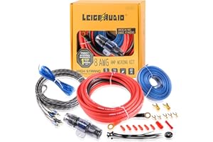 LEIGESAUDIO 8 Gauge Subwoofer Wiring Kit Ture 8 AWG Amplifier Installation Wiring Kit - Car Amp Wiring Kit Helps You Make Connections and Brings Power to Your Radio, Subwoofer and Speakers
