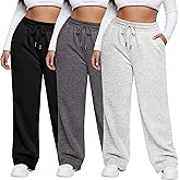 Neer 3 Pack Women's Plus Size Sweatpants Wide Leg Cargo Lounge Pants High Waist Ladies' Slacks Drawstring Jogger with Pockets