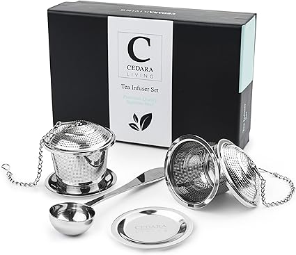 Amazon 茶こし 2個セット ステンレススチール製ルーズリーフティーインフューザー マグカップ1杯またはティーポッドに適合 ギフトボックス入り 茶こし 2 ティースプーン 1とドリップトレイ 2が付属 Cedara Living 茶さじ ティーメジャー 通販 Amazon 茶こし 2個セット ステンレススチール製ルーズリーフティーインフューザー マグカップ1杯またはティーポッドに適合 ギフトボックス入り 茶こし 2 ティースプーン 1とドリップトレイ 2が付属 Cedara Living 茶さじ ティーメジャー 通販