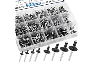 smseace 800pcs Black Pop Rivets with Large Flange Rivets Assortment Kit 7-Sizes Large Head(1/8" 3/16" 1/4") 8-Sizes Small Head (3/32" 1/8" 5/32" 3/16")