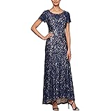 Alex Evenings Womens Long A Line Rosette Dress With Short | Desertcart  Guyana