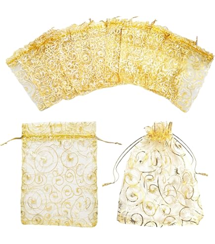 FOIMAS - Lot De 100 Sacs Cadeaux En Organza Avec Cœur - 10,2x15,2 Cm - Cordon De Serrage - Rouge Pour événements